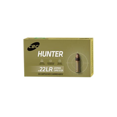 Munição CBC 22LR CHPO Hunter Hyper 33gr Caixa 50un Sports Men s