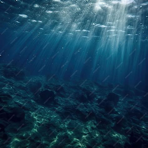 Premium AI Image | Dark blue ocean surface underwater