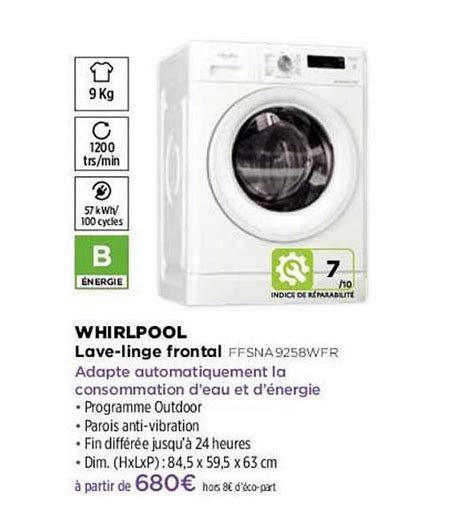 Promo Lave Linge Frontal Whirlpool Chez Pulsat Icatalogue Fr