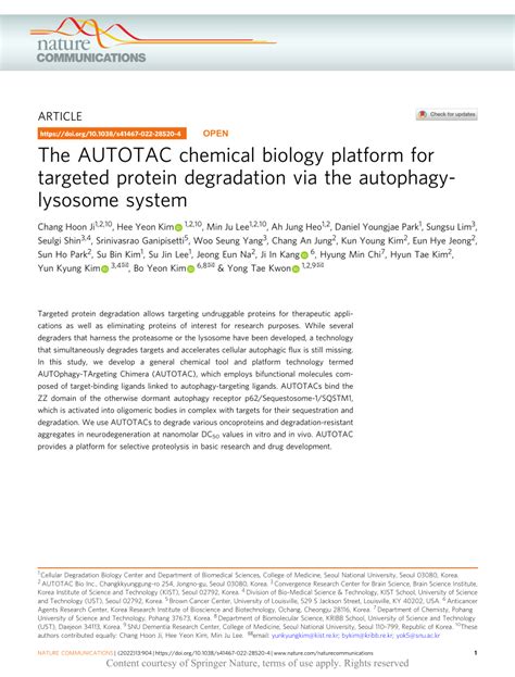 PDF The AUTOTAC Chemical Biology Platform For Targeted Protein