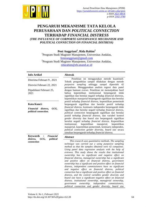 PDF PENGARUH MEKANISME TATA KELOLA PERUSAHAAN DAN DOKUMEN TIPS