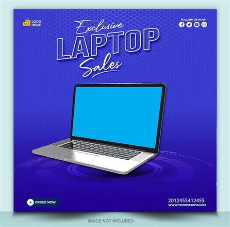 Premium Psd Laptop Or Computer Promotional Social Media Poster