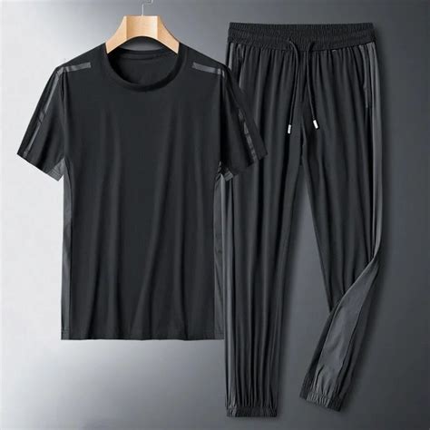 Summer Casual Sports Suit Men S Loose Tshirt Pants Two Piece Set Ice