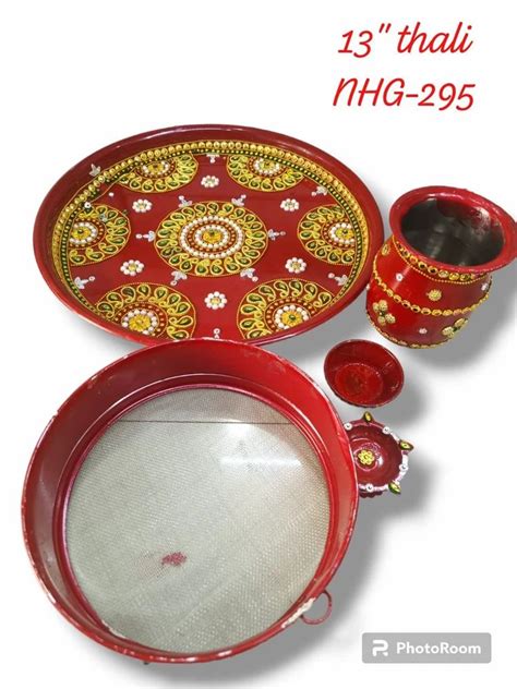 Stainless Steel KADVA CHOUTH THALI MEENA KARI At 305 Set In Surat