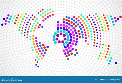 Mapa Del Mundo Colorido Abstracto De Puntos Radiales Ilustración Del