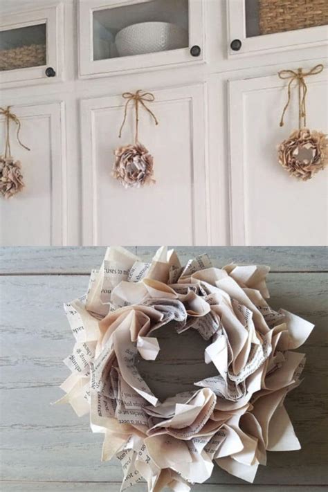 25 Rustic DIY Old Book Page Wreaths - DIY & Crafts