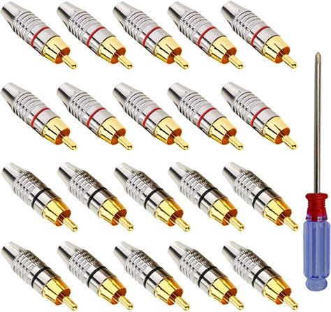 QitinDasen 20Pcs Fiches RCA Plaqué Or Jack Adaptateur à Vis RCA