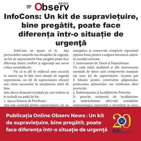 Publicația Online Observ News Un kit de supraviețuire bine pregătit