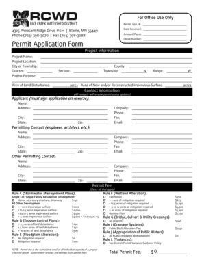 Fillable Online Ricecreek Permit Application Form Rice Creek