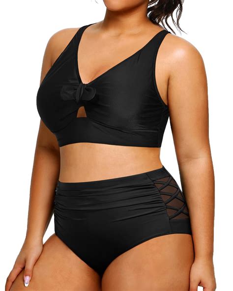 Daci Women Plus Size Two Piece Swimsuit With High Waisted Bikini