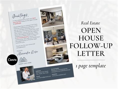 Real Estate Open House Letter Realtor Open House Follow Up Etsy