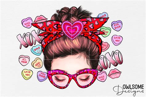 Messy Bun Valentine Png Sublimation Graphic By Owlsome Designs