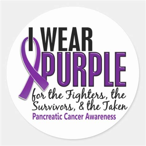 I Wear Purple Fst 10 Pancreatic Cancer Round Stickers Zazzle