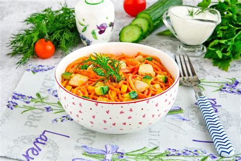 Салат курица кукуруза морковь корейская огурец рецепт фото пошагово и ...