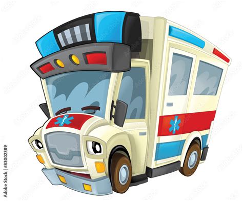 Cartoon Ambulance Caricature Illustration Stock Illustration