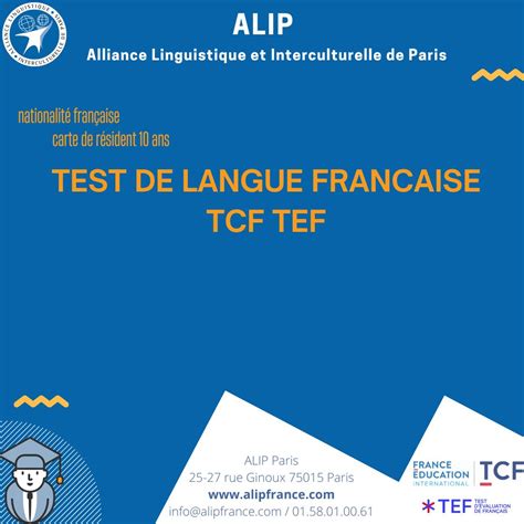 Examen De Langue Tcf Tef Alip Cole De Langue Fran Aise Paris