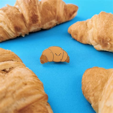 Kawaii Croissant Enamel Pin Food Pins Kawaii Enamel Pin Etsy