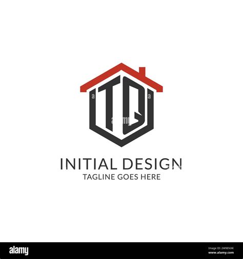 Initial Logo Tq Monogram With Home Roof Hexagon Shape Design Simple