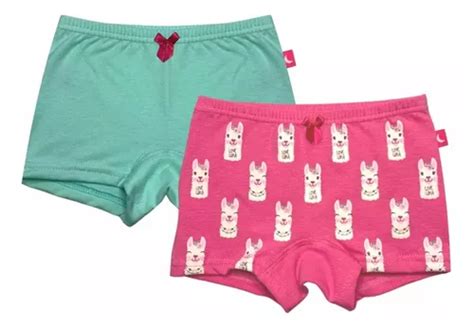 K257b Kit 2 Calcinhas Boxer Infantil Menina Cotton Luna