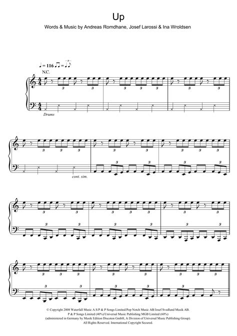 Up by The Saturdays Sheet Music for Piano, Vocal & Guitar Chords at ...