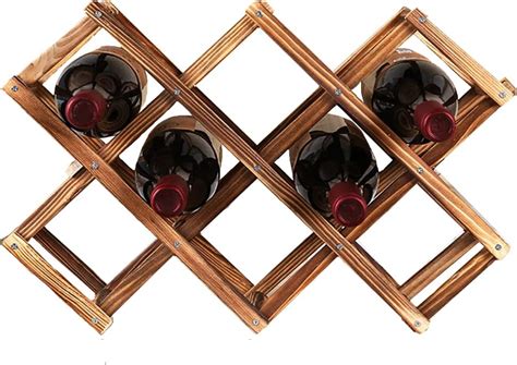 Ferfil Wine Rack Wood Wine Storage Racks Countertop 10 Bottle Wooden Stackable Wine Cellar