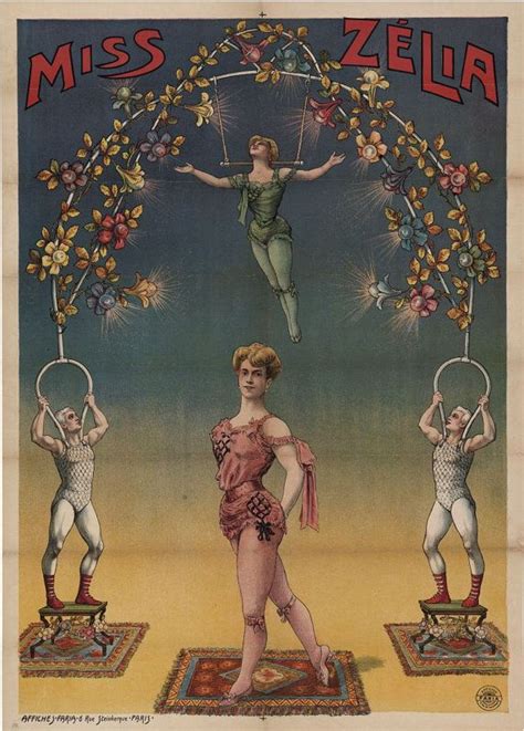 Antique French Victorian Circus Poster Trapezist Miss Zelia