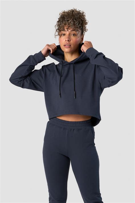 Stride Cropped Hoodie Wmn Navy | ICIW