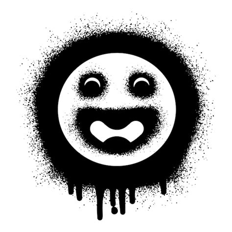 Premium Vector Smiling Face Emoticon Graffiti With Black Spray Paint