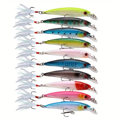 10pcs 3d Artificial Minnow Fishing Lures Baits Fishing Tackle Crankbait