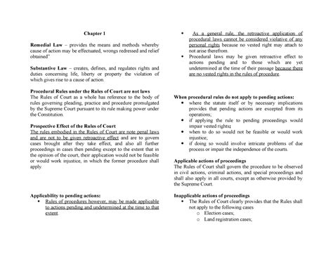 Remedial Law Midterms Chapter 1 Remedial Law Provides The Means And Methods Whereby Cause Of