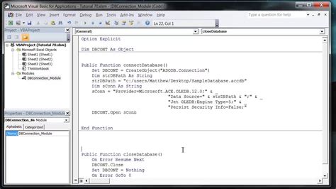 Excel Vba Tutorial Adodb Database Connections Youtube