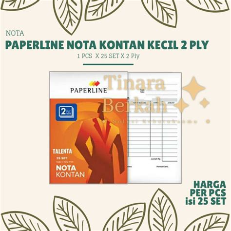 Jual Paperline Nota Kontan Kecil 2 Ply Buku Bon Ppl 2 Rangkap 1 Pcs