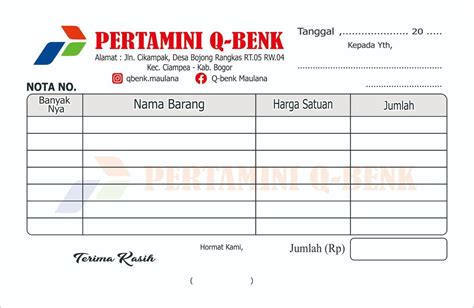 Nota Costum Ply Nota Laundry Nota Bengkel Nota Service