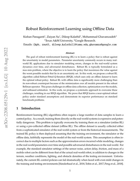 PDF Robust Reinforcement Learning Using Offline Data