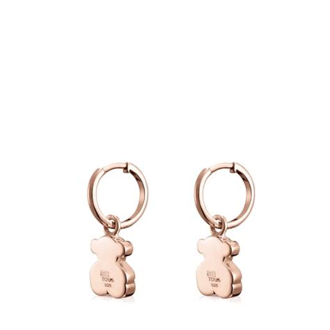 Short Rose Silver Vermeil Sweet Dolls Bear Earrings TOUS