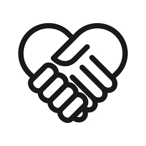 Handshake Heart Icon Stroke Outline Style Line Vector Isolate On