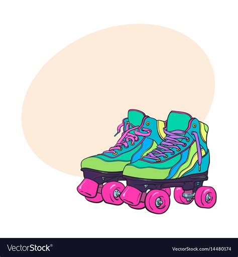 Pair of vintage retro quad roller skates sketch Vector Image