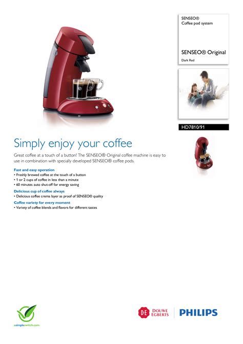 Pdf Manual For Philips Coffee Maker Senseo Hd