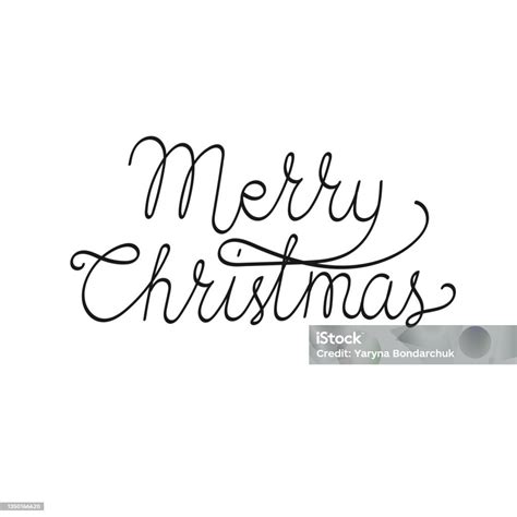 Merry Christmas Hand Lettering Calligraphy Stock Illustration