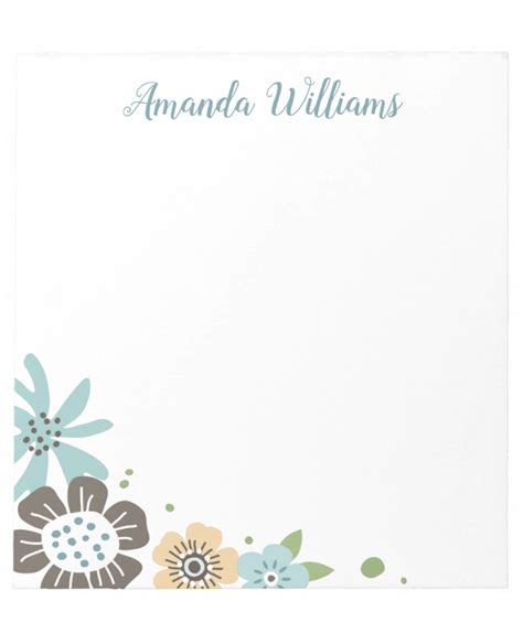 Cute Floral Corner Border Personalized Name Notepad Zazzle