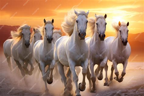 Premium AI Image | horses running in the sunset