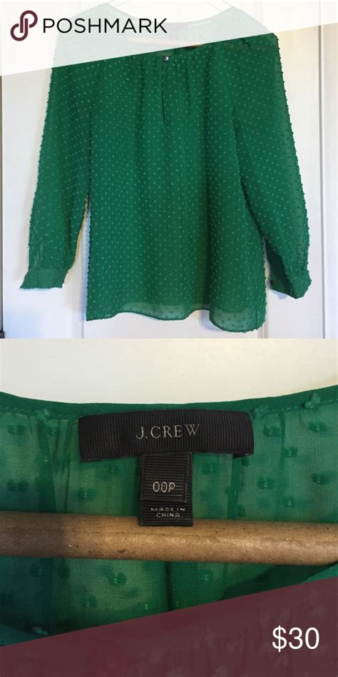 J Crew Swiss Dot Blouse Green 00p In Great Condition Size 00p