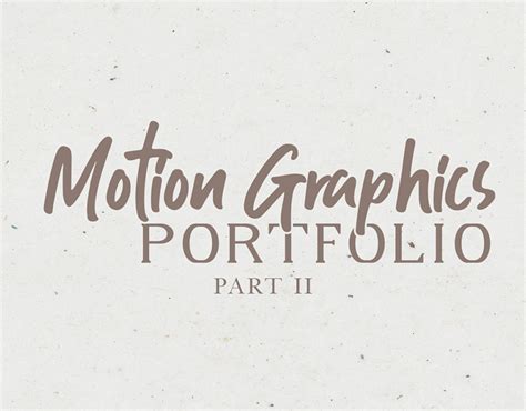 Motion Graphics Portfolio Part II :: Behance