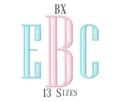 13 SIZE BX Fonts Engraved Monogram Embroidery Fonts Embroidery Etsy