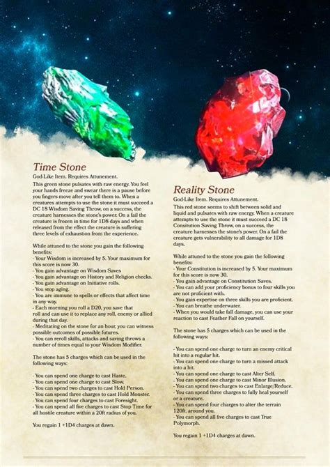 Infinity Stones Dndhomebrew Dungeons And Dragons Homebrew Dnd 5e