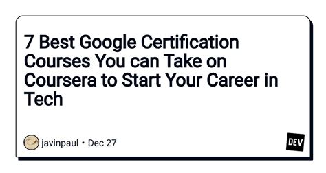 Javarevisited On Twitter RT Javinpaul 7 Best Google Certification