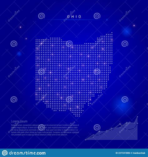 Mapa Iluminado Del Estado De Ohio Ee Uu Con Puntos Brillantes Fondo