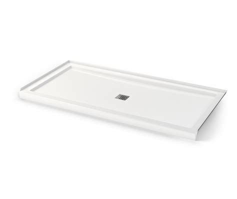 B3Square 7236 Acrylic Alcove Shower Base In White With Center Drain