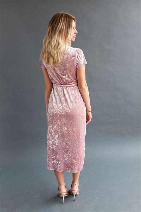 Velvet Wrap Front Dress Pink Harper And Bay