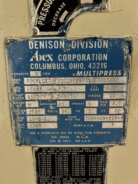 Ton C Frame Design Used Hydraulic Press Used Denison Multipress